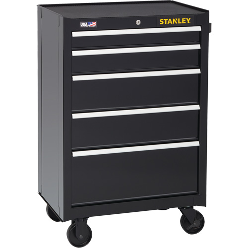 300 Series Rolling Tool Cabinet, 5 Drawers, 26-1/2" W x 18" D x 40-1/2" H, Black Groupe Belzile Dickner