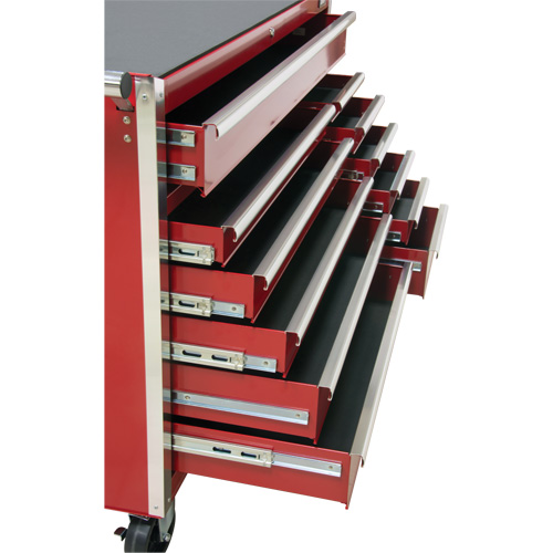 Chariot &agrave; outils industriel, 12 tiroirs, 56" la x 24-1/2" p x 38-1/8" h, Rouge Groupe Belzile Dickner