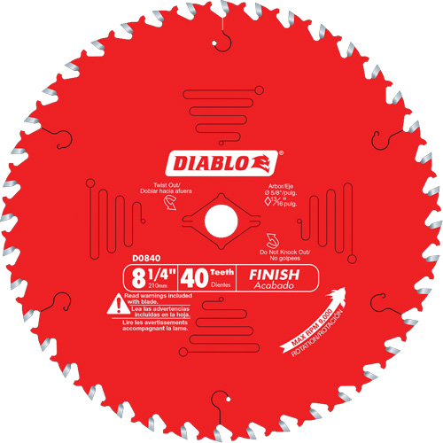 Lames de scie pour entrepreneur - Lames de scie finition, 8-1/4", 40 dents, Pour Bois Groupe Belzile Dickner