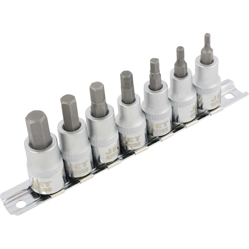 HSW3811M Jeu de sept douilles longues hexagonales m&eacute;triques 2", Hexagonale, Prise 3/8", 7 mr Groupe Belzile Dickner