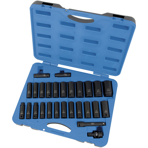 PS2712DC SAE/Metric Socket Set, 27 Pcs, Impact, 1/2" Drive Size, Deep Groupe Belzile Dickner