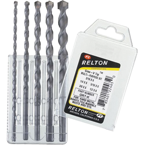 Groo-V Tip Multi-Purpose Specialty Drill Bit Sets, 5 Pieces, Carbide Groupe Belzile Dickner