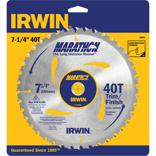 Lames de scie pour entrepreneur - Lames de scie Marathon, 7-1/4", 40 dents, Pour Bois Groupe Belzile Dickner
