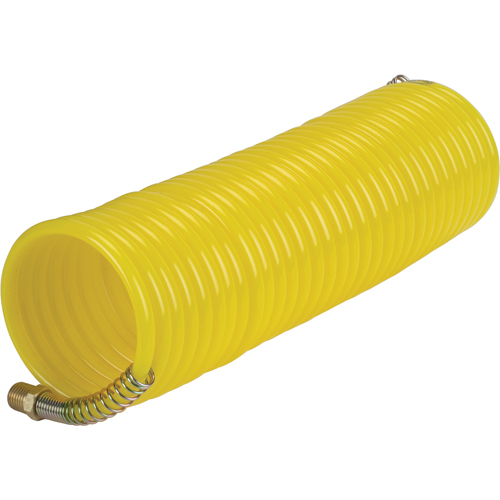 Nylon Coil Air Hose With Fittings, Air, 1/4" ID x 25' L, Nylon, 200 PSI at 23°C Groupe Belzile Dickner