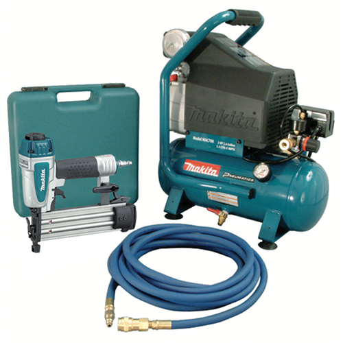 Air Compressor and Brad Nailer Kit, Electric, 2.6 Gal. (3.1 US Gal), 130 PSI, 120/1 V Groupe Belzile Dickner