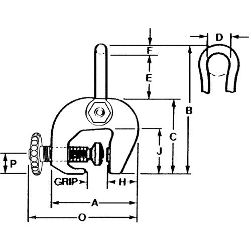 SAC Plate Clamp, 12000 lbs. (6 tons), 0" - 3" Jaw Opening Groupe Belzile Dickner