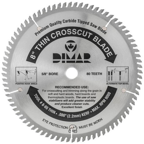 Lame de scie industrielle - coupe en travers &agrave; voie &eacute;troite, 8", 80 dents, Pour Bois Groupe Belzile Dickner
