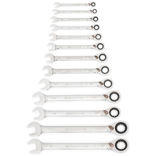 72-Tooth 12 Point Reversible Ratcheting SAE Wrench Set, Combination, 13 Pieces, Imperial Groupe Belzile Dickner