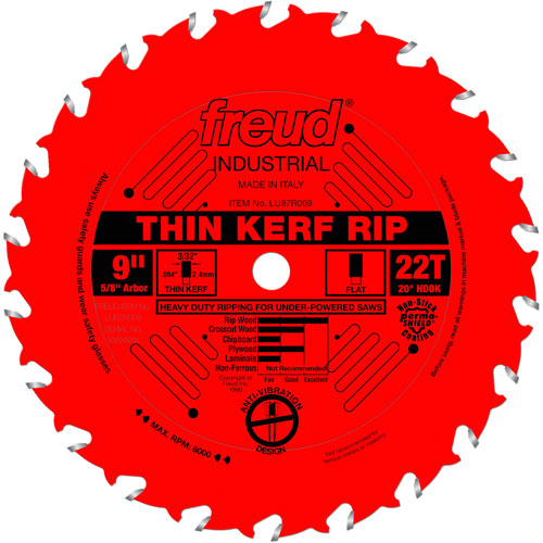 TCS Industrial Saw Blade - Rip/Crosscut Thin Kerf, 9", 22 Teeth, Wood Use Groupe Belzile Dickner