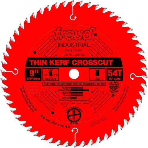 TCS Industrial Saw Blade - Rip/Crosscut Thin Kerf, 9", 54 Teeth, Wood Use Groupe Belzile Dickner