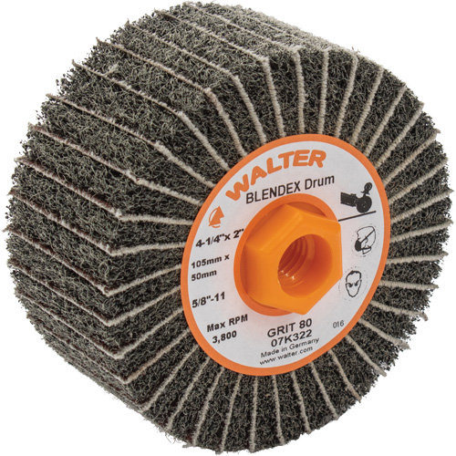 Tambours de finition Two-In-One, 4-1/4" dia. x 2" la, 5/8"-11 Arbre, Grain 80 Groupe Belzile Dickner