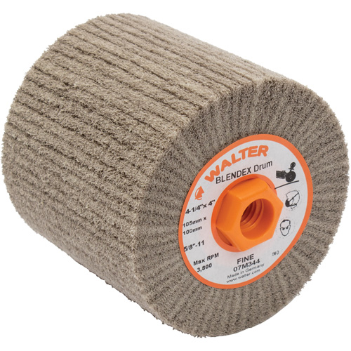 Tambour de conditionnement de surface Blendex, 4-1/4" dia. x 4" la, 5/8"-11 Arbre, Grain Fin Groupe Belzile Dickner