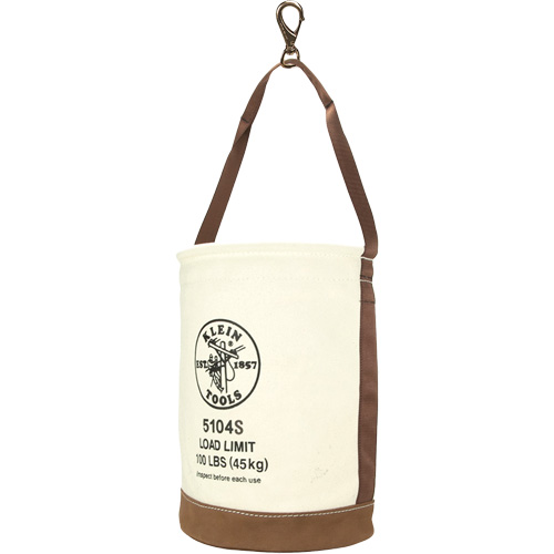 Leather-Bottom Bucket, 17" H, Canvas, White Groupe Belzile Dickner