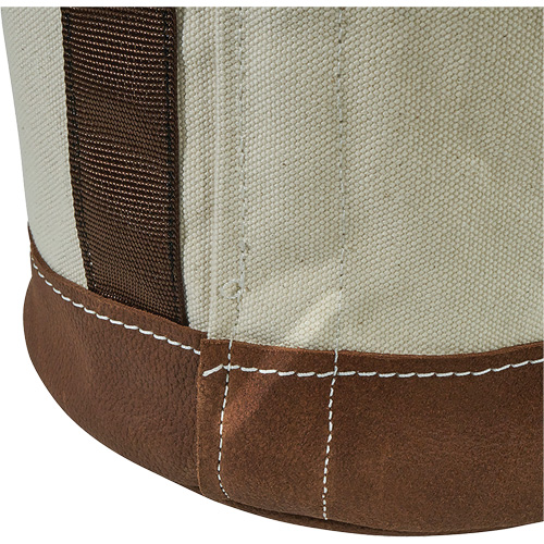 Leather-Bottom Bucket, 17" H, Canvas, White Groupe Belzile Dickner