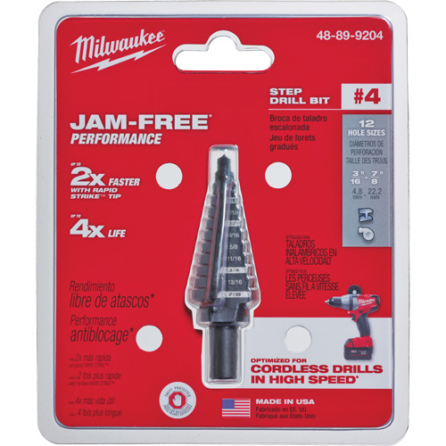 Foret &eacute;tag&eacute; no 4, 3/16" - 7/8", Incr&eacute;ments de 1/16", Acier rapide Groupe Belzile Dickner