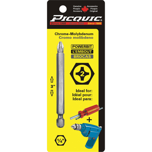 Powerbit, Phillips, #2 Tip, 1/4" Drive Size, 3" Length Groupe Belzile Dickner