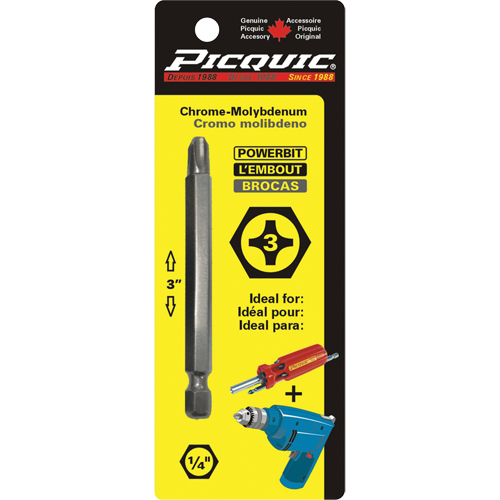 Embout, Phillips, Embout #3, Prise 1/4", Longueur 3" Groupe Belzile Dickner