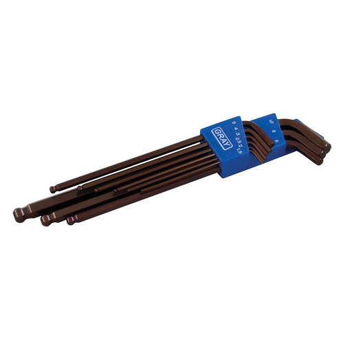 Extra Long Arm Ball Hex Key Set, 9 Pcs., Metric Groupe Belzile Dickner