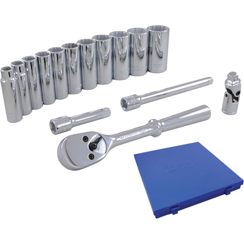 Socket & Attachment Set, 15 Pcs, 3/8" Drive Size, Deep Groupe Belzile Dickner
