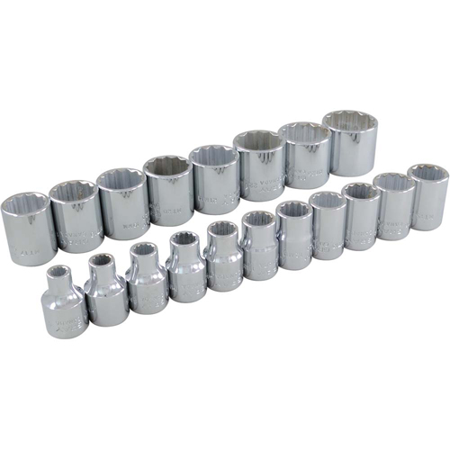 Socket Set, 19 Pcs, 3/8" Drive Size Groupe Belzile Dickner