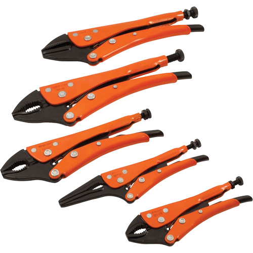 Straight Curved & Long Nose Locking Pliers Set, 5 Pieces Groupe Belzile Dickner