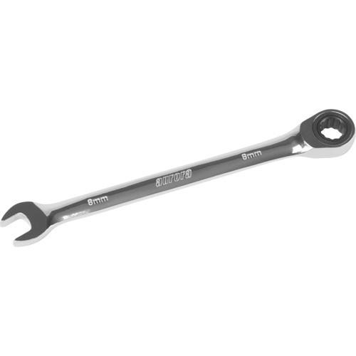 Metric Ratcheting Combination Wrench, 12 Point, 8 mm, Chrome Finish Groupe Belzile Dickner