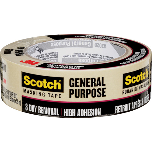 Scotch&reg; Contractor Grade Masking Tape 2020, 36 mm (1-1/2") x 55 m (180'), Beige Groupe Belzile Dickner