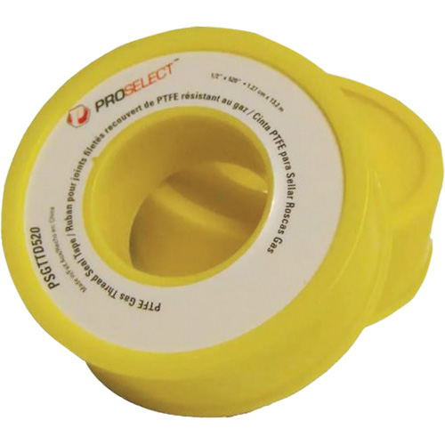 Gas & Oil PTFE Pipe Thread Tape, 12.7 mm (1/2") x 6.6 m (21.67'), Yellow Groupe Belzile Dickner