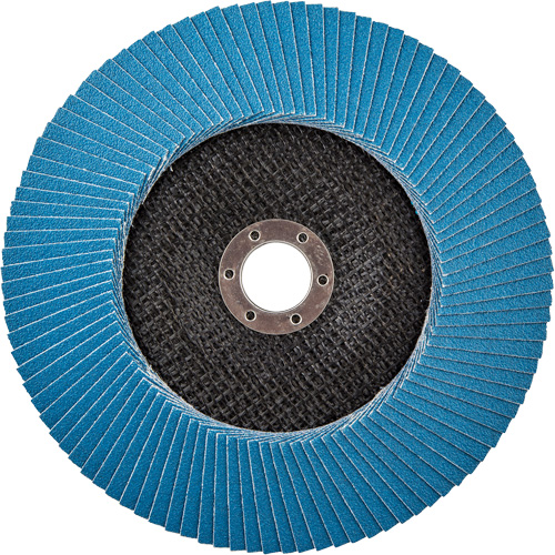 Disque &agrave; lamelles &agrave; grain grossier BlueFire, 7" x 7/8", Type 27, Grain 80, Alumine de zirconium Groupe Belzile Dickner