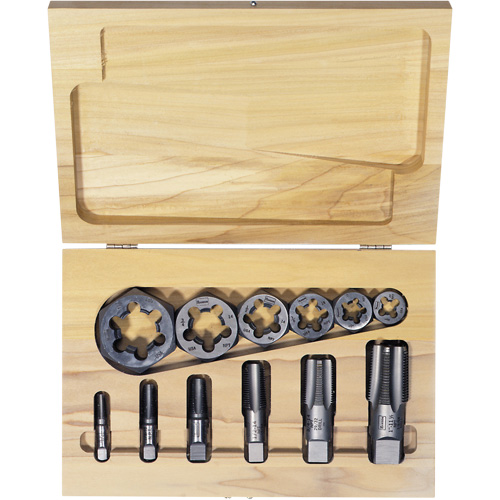 Hexagon Re-threading Tap & Die Set, 12 Pieces Groupe Belzile Dickner