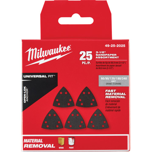 Ensemble de papiers abrasifs triangulaires 3-1/2" Open-Lok Groupe Belzile Dickner
