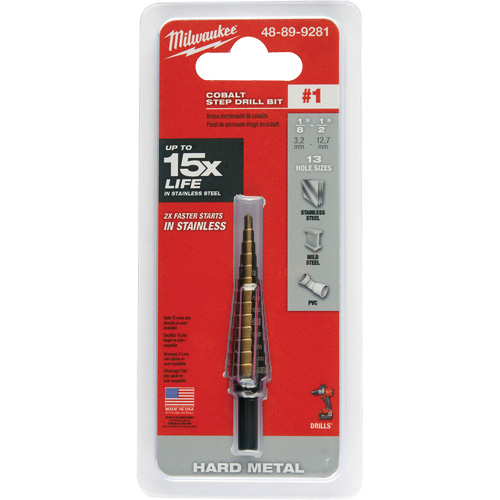 Foret &eacute;tag&eacute;, 1/8"/#1 - #1/1/2", Incr&eacute;ments de 1/32", Acier rapide au cobalt Groupe Belzile Dickner