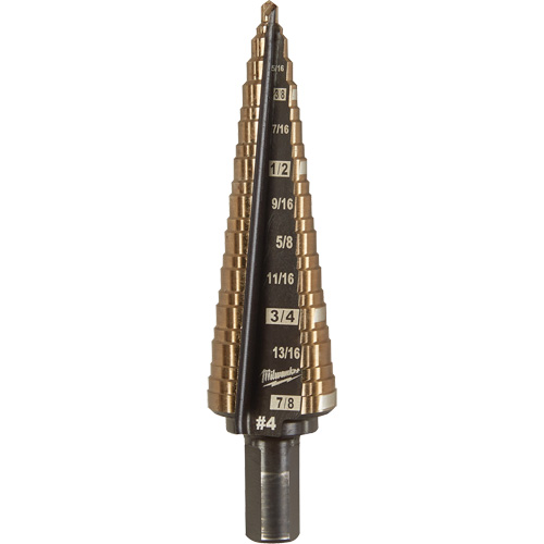 Step Drill Bit, 3/16"/#4 - 7/8"/#4 , 1/32" Increments, High Speed Cobalt Groupe Belzile Dickner