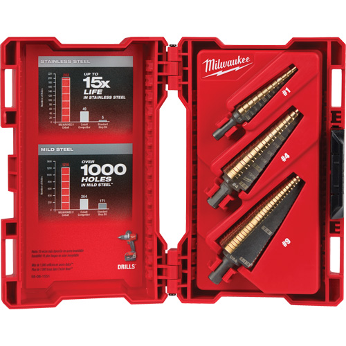 Step Drill Bit Set, 3 Pieces, High Speed Cobalt Groupe Belzile Dickner