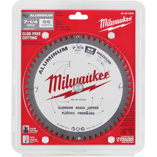 Lame de scie circulaire pour la coupe d'aluminium, 7-1/4", 56 dents, Pour Plastique/Fibre de verre/Non ferre Groupe Belzile Dickner