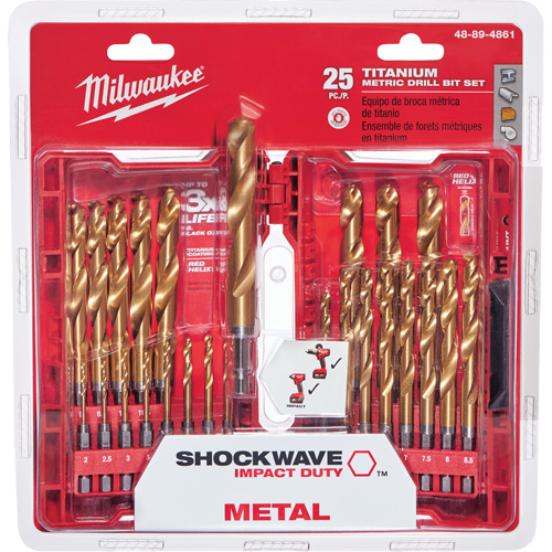 Jeu de forets m&eacute;triques Shockwave Red Helix, 25 morceaux, Titane Groupe Belzile Dickner