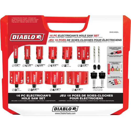 Electrician's Bi-Metal Hole Saw Set, 16 Pieces Groupe Belzile Dickner