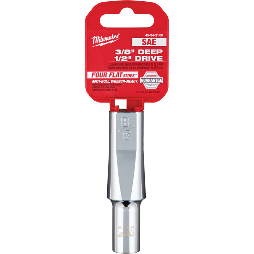 SAE Socket with Four Flat Sides, 3/8", 1/2" Drive, 6 Points, Deep Groupe Belzile Dickner