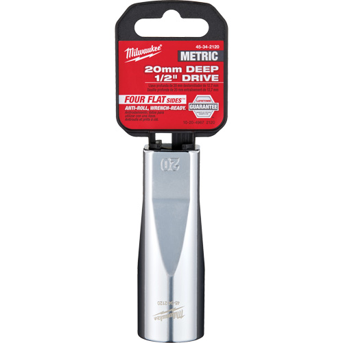 Metric Socket with Four Flat Sides, 20 mm, 1/2" Drive, 6 Points, Deep Groupe Belzile Dickner