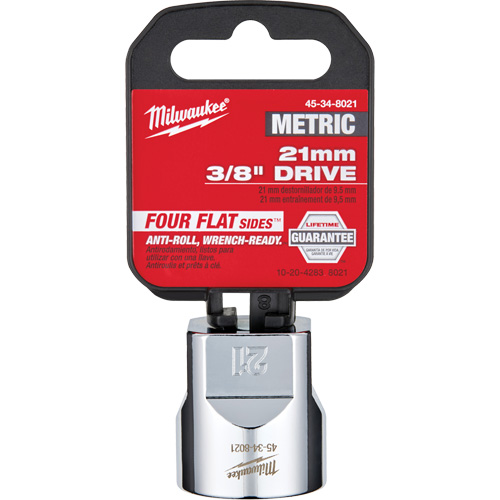 Metric Socket with Four Flat Sides, 21 mm, 3/8" Drive, 6 Points Groupe Belzile Dickner