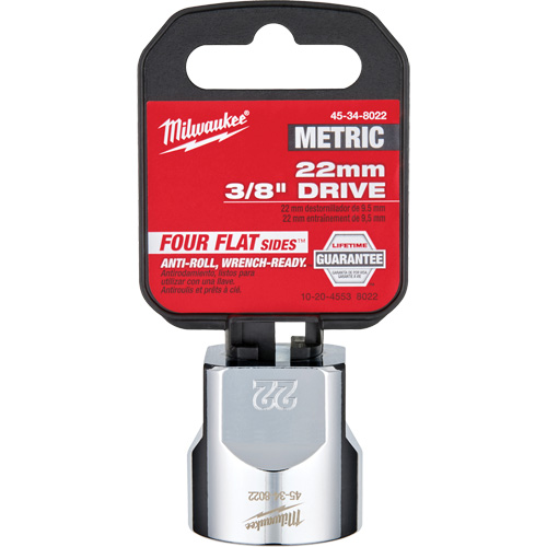 Metric Socket with Four Flat Sides, 22 mm, 3/8" Drive, 6 Points Groupe Belzile Dickner