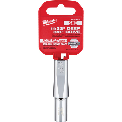 SAE Socket with Four Flat Sides, 11/32", 3/8" Drive, 6 Points, Deep Groupe Belzile Dickner