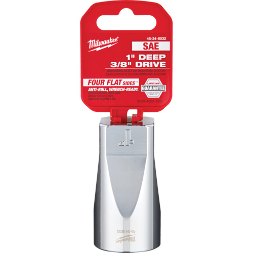 SAE Socket with Four Flat Sides, 1", 3/8" Drive, 6 Points, Deep Groupe Belzile Dickner