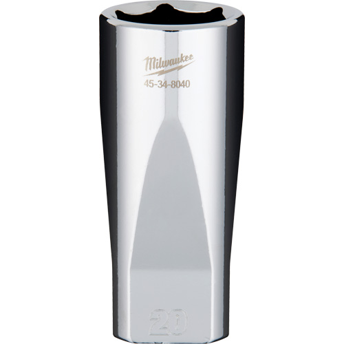 Douille m&eacute;trique avec c&ocirc;t&eacute;s Four Flats, 20 mm, Prise 3/8", 6 pans, Profond Groupe Belzile Dickner