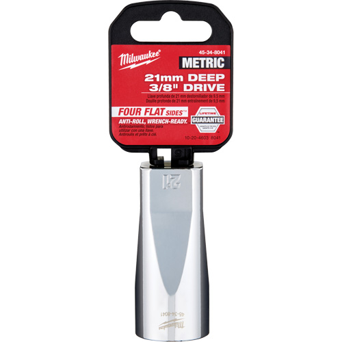 Metric Socket with Four Flat Sides, 21 mm, 3/8" Drive, 6 Points, Deep Groupe Belzile Dickner