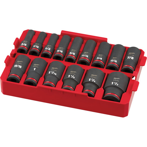 Shockwave Impact Duty Packout SAE Socket Set, 15 Pcs, Impact, 1/2" Drive Size, Deep Groupe Belzile Dickner
