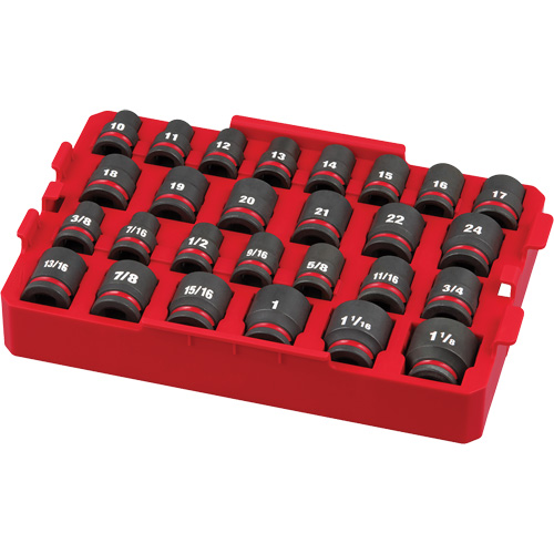 Jeu de douilles profondes 3/8" Shockwave Impact Duty Packout, 27 Mcx, Chocs, Prise de 1/2" Groupe Belzile Dickner