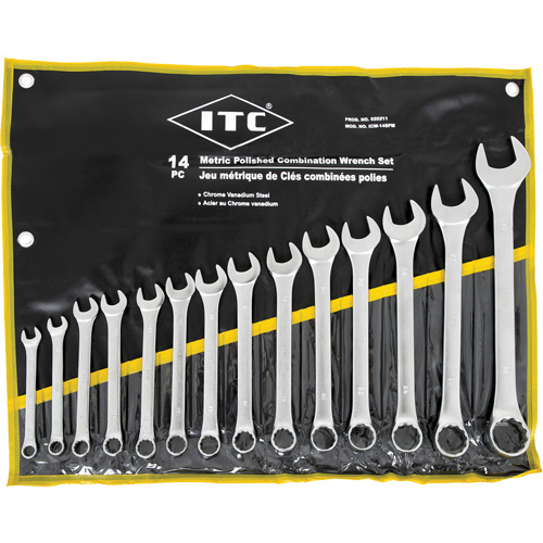 ICW-14PM Polished Wrench Set, Combination, 14 Pieces, Metric Groupe Belzile Dickner