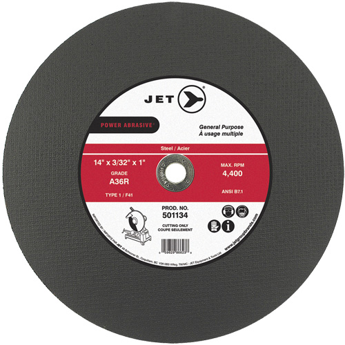 Meule &agrave; tronçonner Power Abrasive A36R, 14" x 3/32", Arbre de 1", Type 1, 4400 Tr/min Groupe Belzile Dickner