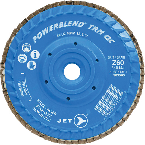 PowerBlend TRM QC Trimmable Flap Disc, 4-1/2" x 5/8"-11, Type 27, Z60 Grit, Zirconia Alumina Groupe Belzile Dickner